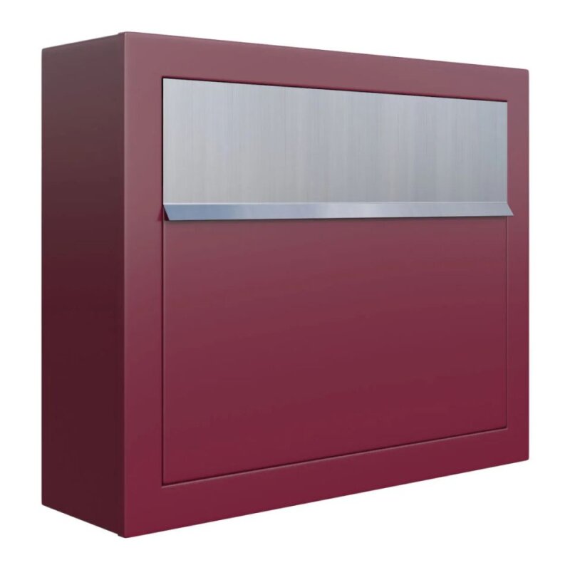 Bild von Briefkasten Wandbriefkasten Jazz Rot RAL 3004 mit Edelstahlklappe