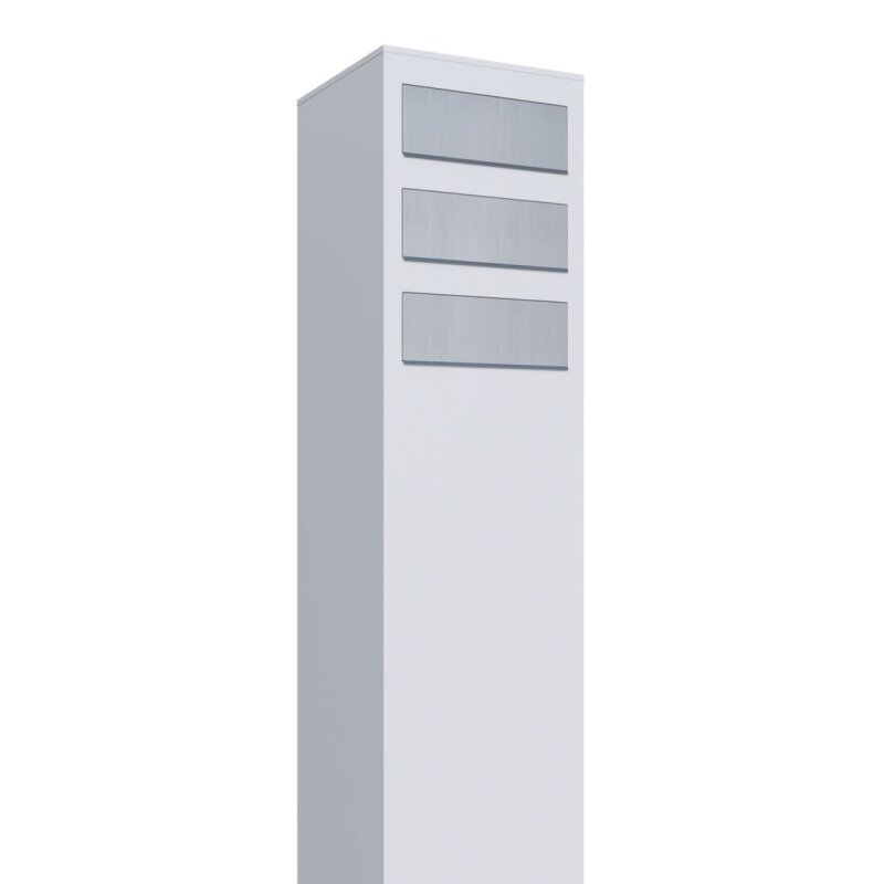Bild von Standbriefkasten Mercur Weiß mit Edelstahlklappe RAL 9016