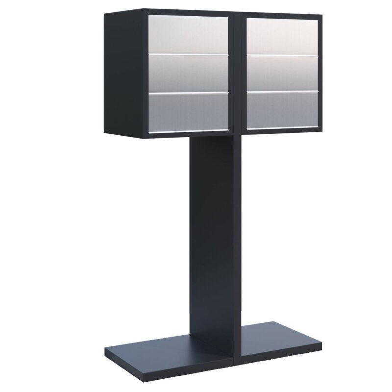 Bild von 6 Fach Briefkastenanlage Standbriefkasten Tetris mit Edelstahlblende