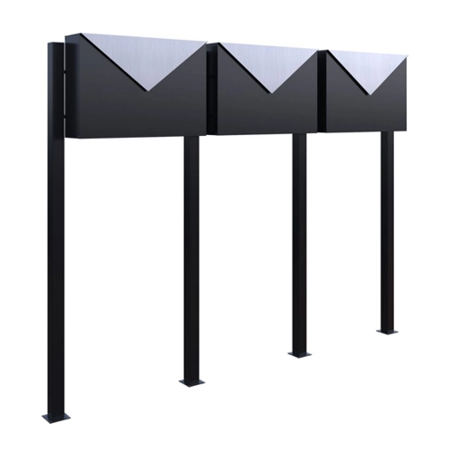 Bild von Hochwertiger 3-Fach Briefkasten Standbriefkasten Blitz mit Edelstahlklappe