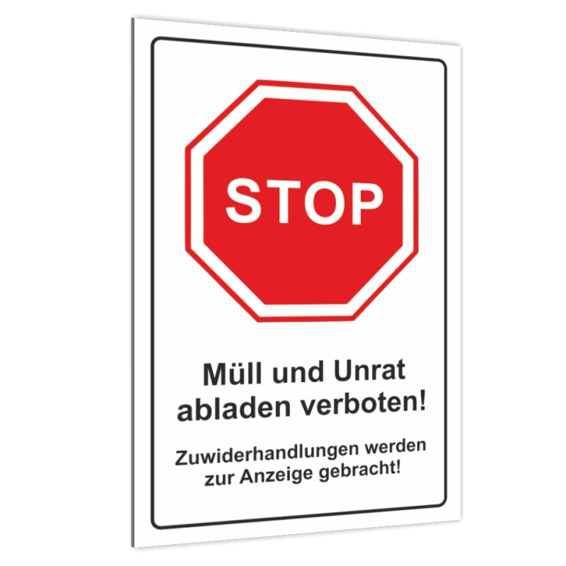 Bild von Schild Hinweisschild Müll und Unrat abladen verboten 3 mm Alu-Verbund