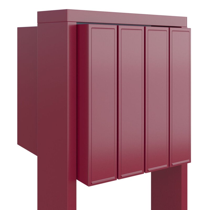 Bild von 4-Fach Briefkastenanlage Box Rot RAL 3004