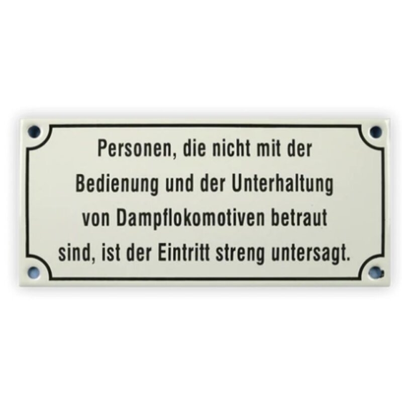 Bild von Emailschild 17 x 8 cm, Personen die nicht mit der Bedienung...