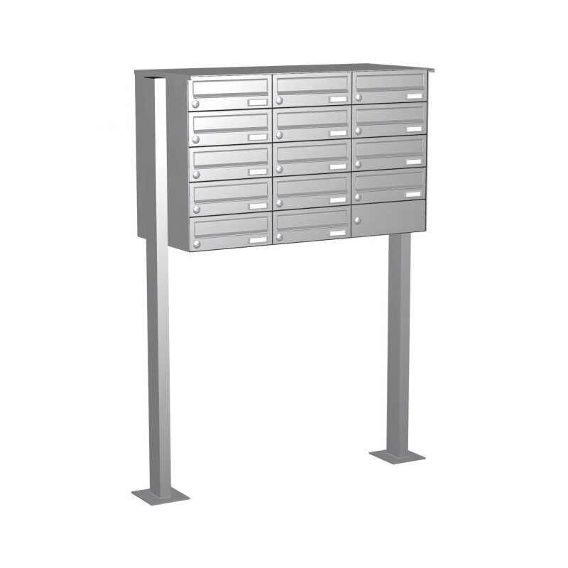 Bild von Edelstahl Briefkastenanlage 14 FACH Standbriefkasten