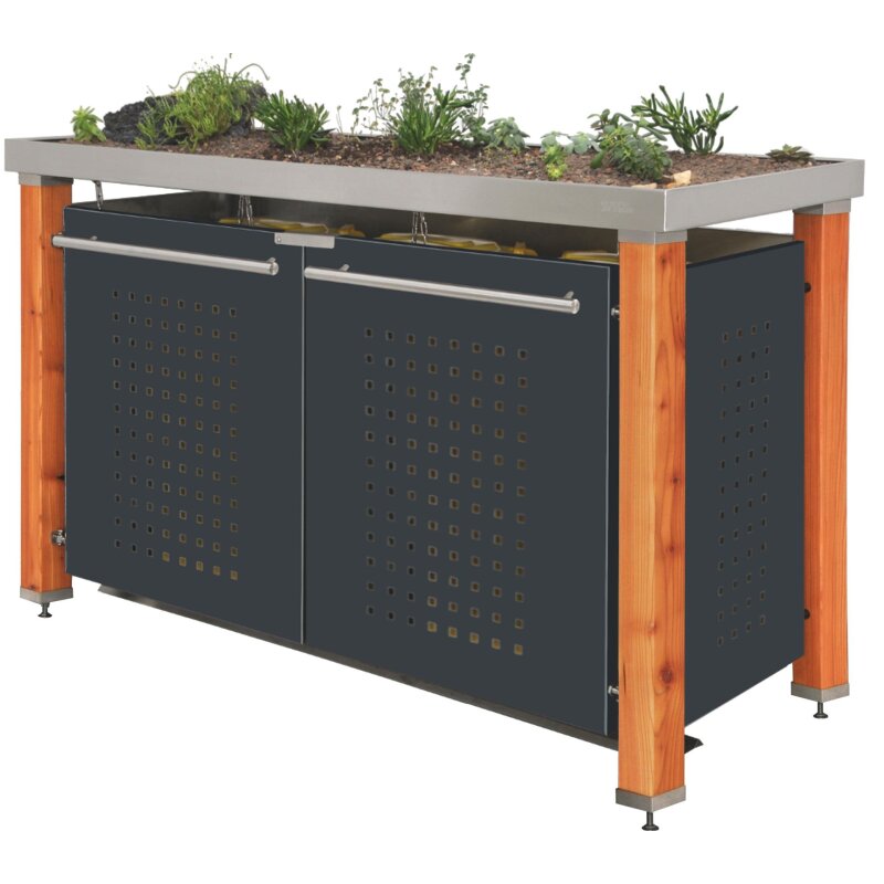 Bild von Mülltonnenbox Typ- Pflanzenwanne F-Design Lärche 3 x 240 L...