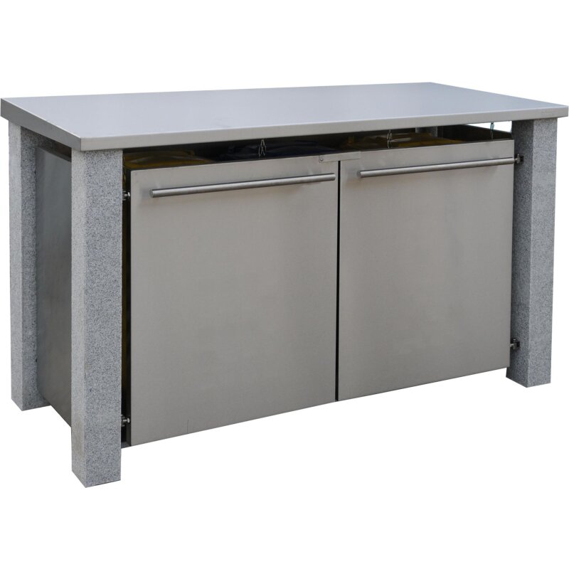 Bild von Mülltonnenbox Typ- Pultdach B-Design Stein 12 x 12 1 x 240 L + 2 x...