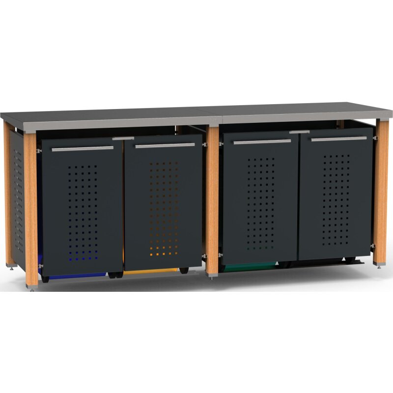 Bild von Mülltonnenbox Typ- Pultdach F-Design Lärche 4 x 120 L Anthrazit...
