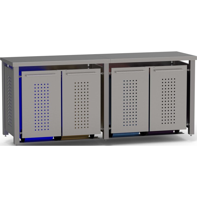 Bild von Mülltonnenbox Typ- Pultdach F-Design Edelstahl 4 x 240 L Edelstahl