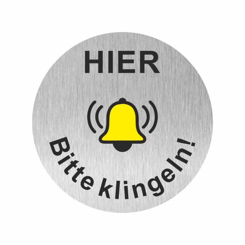 Bild von Edelstahlschild HIER BITTE KLINGELN 60mm von Zalafino Farbig
