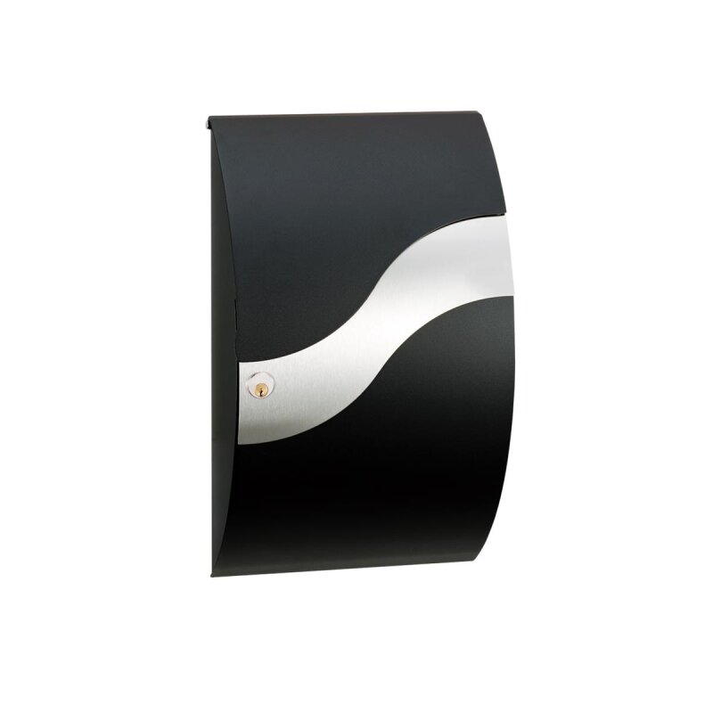 Bild von MEFA Briefkasten WAVE 630 Edelstahl Welle Tiefschwarz Struktur RAL...
