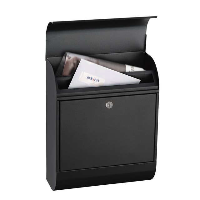 Bild von Mefa Wandbriefkasten MEFA Briefkasten Pearl 872 Tiefschwarz Einwurfklappe Briefbox