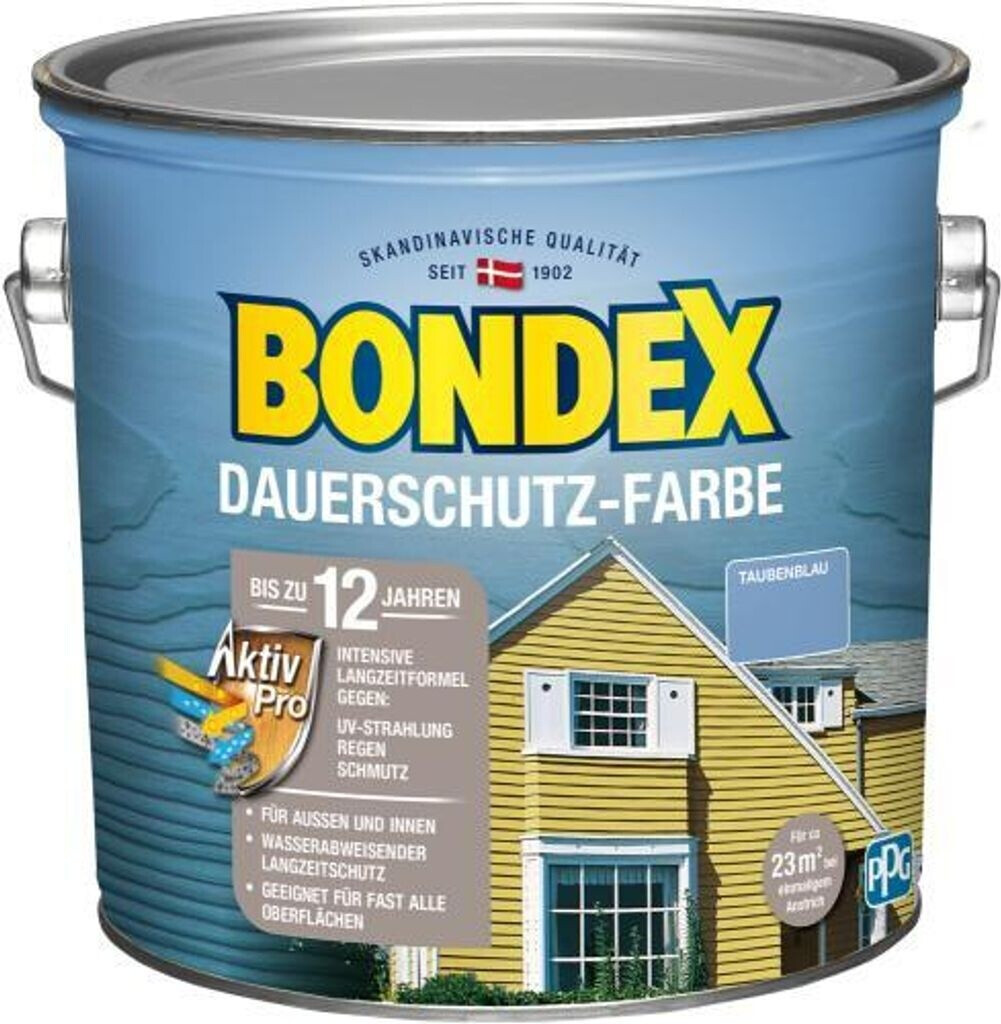 Bild von Bondex Dauerschutz Farbe Taubenblau 2,5 L für 22,5 m² | Hervorragende Farbstabilität | Wetter- und UV-Schutz - bis zu 12 Jahre | Seidenglänzend | Dauerschutzfarbe | Holzfarbe