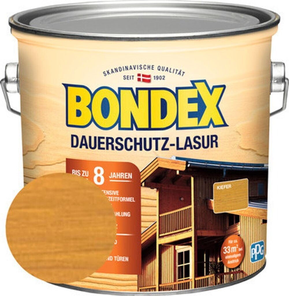 Bild von Bondex Dauerschutz Lasur Kiefer 2,5 L für 32 m² | Hoher Wetter- und UV-Schutz bis zu 8 Jahre | Tropfgehemmt | Natürliches Abwittern - kein Abplatzen | Dauerschutzlasur| Holzlasur
