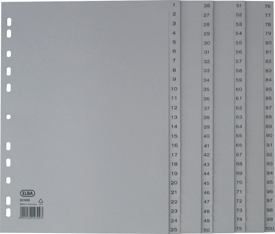 Bild von OXFORD Aktenordner, Register 1-100 (25er Schritte), A4, Karton