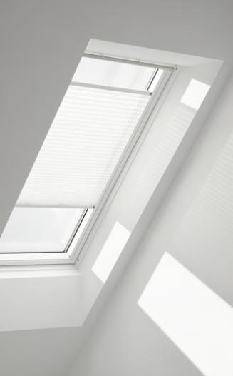 Bild von VELUX Plissee Uni Weiß 1016 Faltstore, 66x98 cm (F04), Aluminiumschiene,GGU,Manuell,VELUX