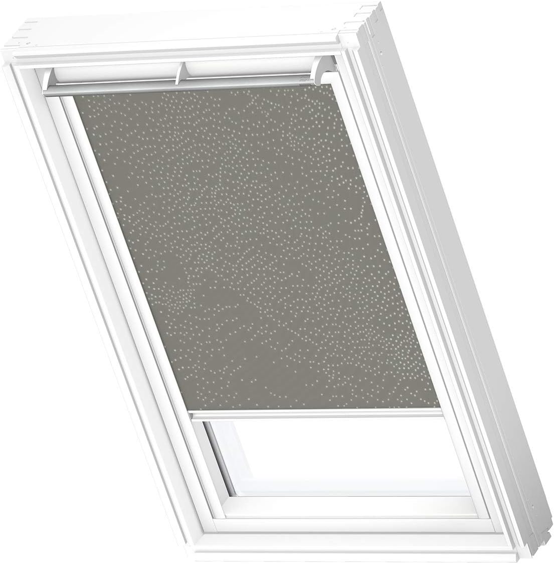 Bild von VELUX Verdunkelungsrollo Olivebeige gepunktet 4575, 78x180 cm (M12), GGU,Manuell,VELUX,weiße Schiene