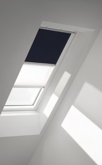 Bild von VELUX Verdunkelungsrollo Duo DFD Nougat/Weiß 4574, 94x160 cm (PK10), GGU,Manuell,VELUX,weiße Schiene