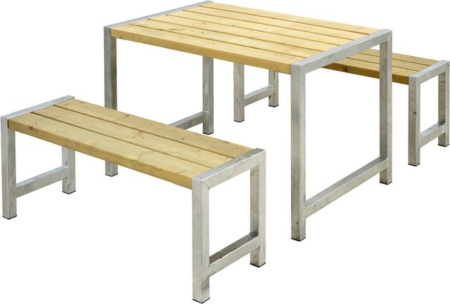 Bild von PLUS Garten-Essgruppe »Cafegarnituren«, (3 tlg.), bestehend aus: Tisch und 2 Bänke