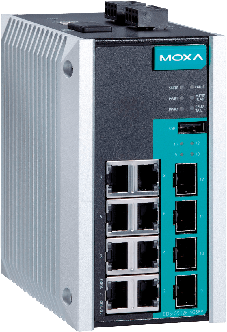 Bild von MOXA EDSG512E4GS - Switch, 12-Port, Gigabit Ethernet, SFP