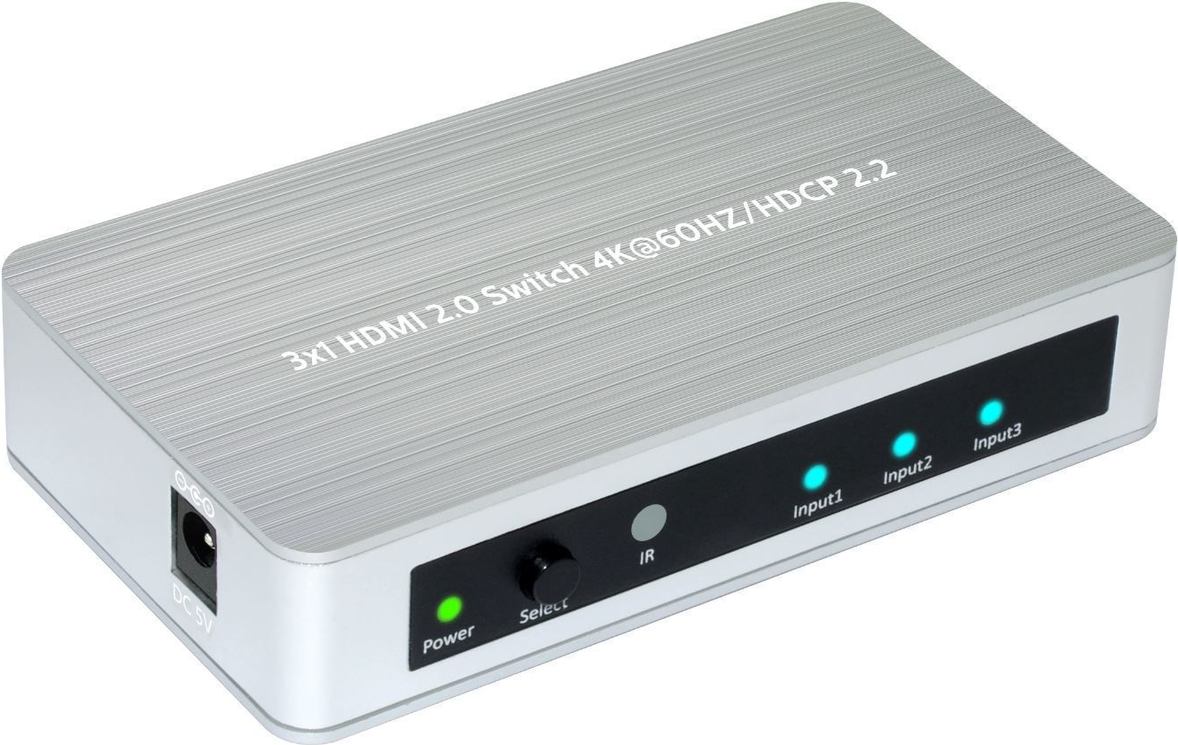 Bild von Microconnect MC-HMSW301B - HDMI - Aluminium - Schwarz - Aluminium - Kunststoff - 60 Hz - 480i,480p,576i,576p,720p,1080i,1080p,2160p - 600 MHz (MC-HMSW301B)