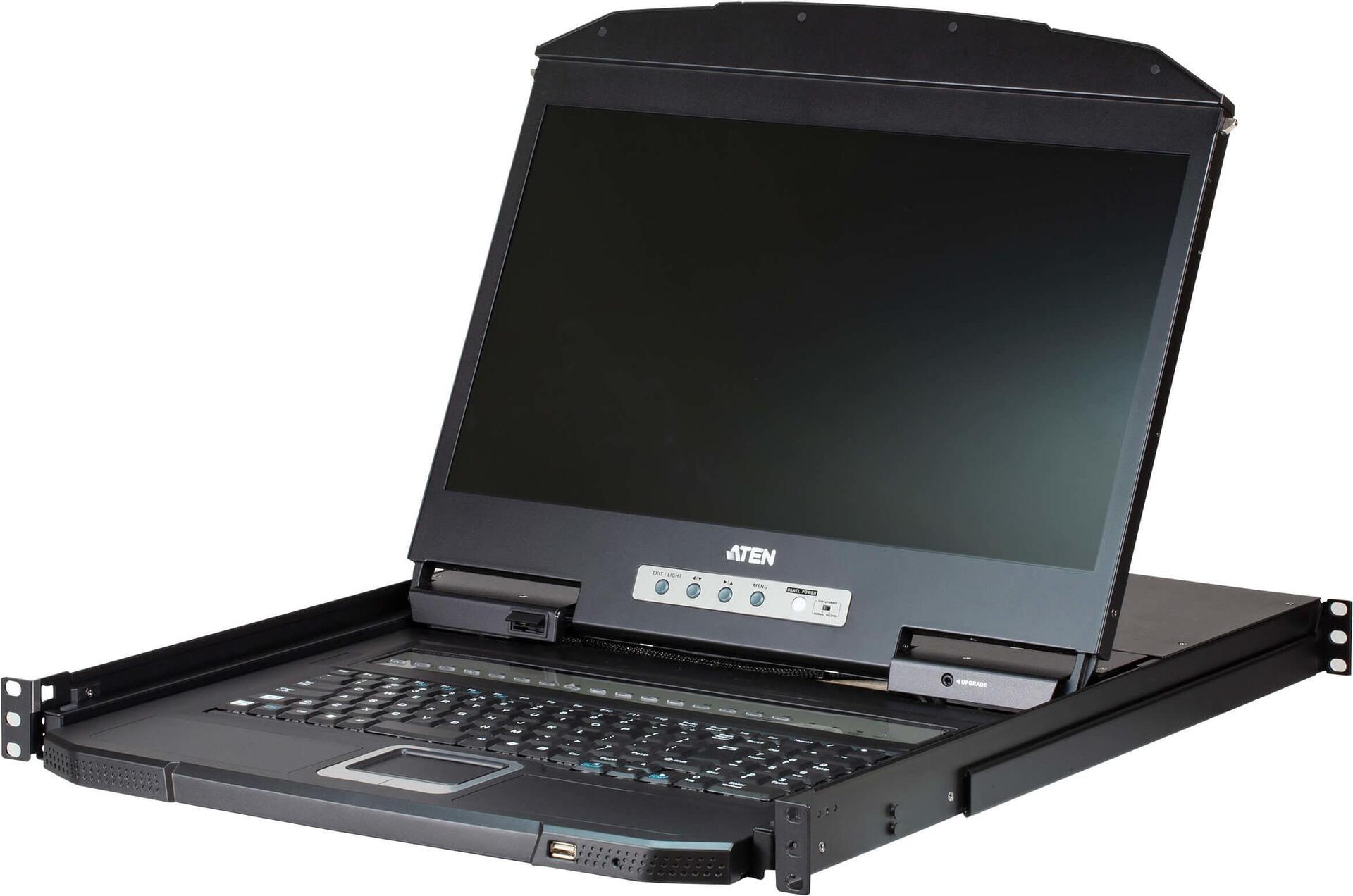 Bild von Aten CL3108. Bildschirmdiagonale: 47 cm (18.5 ), Bildschirmauflösung: 1366 x 768 Pixel, Anzeige: TFT-LCD. Tastatur Porttyp: USB, PS/2, Maus-Porttyp: USB, PS/2, Video Porttyp: VGA. Netzteiltyp: AC, Netzteil Eingansgsspannung: 100 - 240 V, Netzteilfrequenz: 50/60 Hz. Breite: 480,6 mm, Höhe: 631,7 mm, Tiefe: 42,8 mm (CL3108NX-NORDIC)