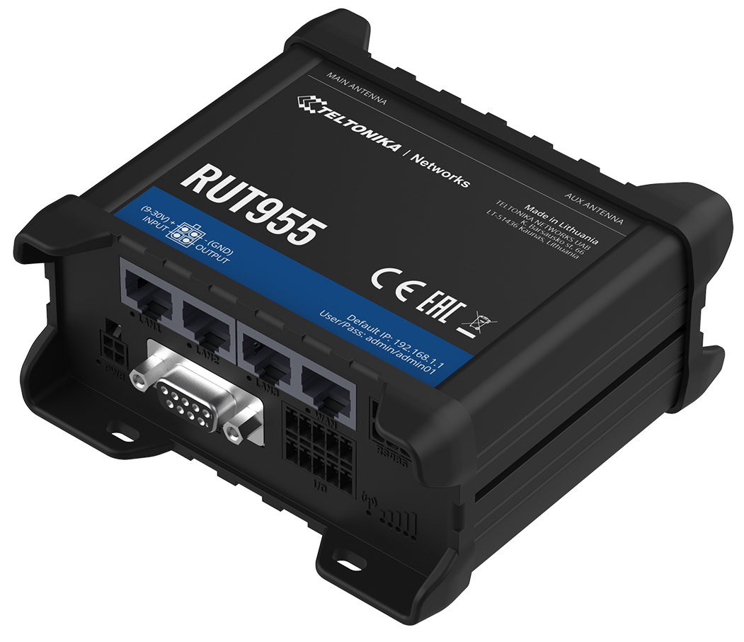 Bild von TELTONIKA RUT955 - 4G/LTE/3G/2G & WiFi Industrial Router Dual SIM E-mark certified - MEIG Version (RUT9550033B0)