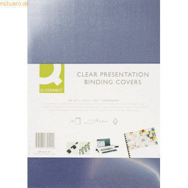 Bild von Connect Thermo-Bindemappe Umschlagfolie A4 0,20mm kristallklar VE=100 Stück, A4, (