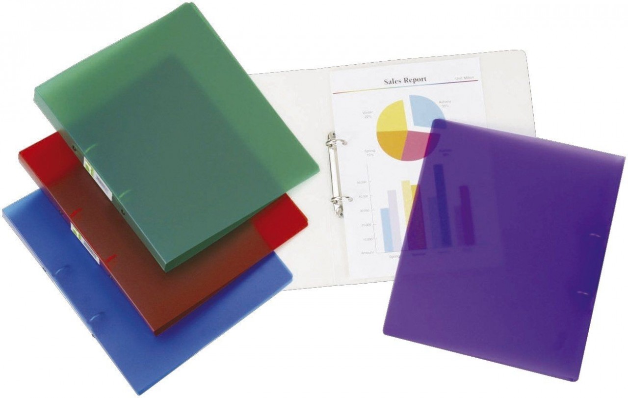Bild von 12 x Schulordner Ringbücher A4 transluzent 2 Ringe 4 Farben