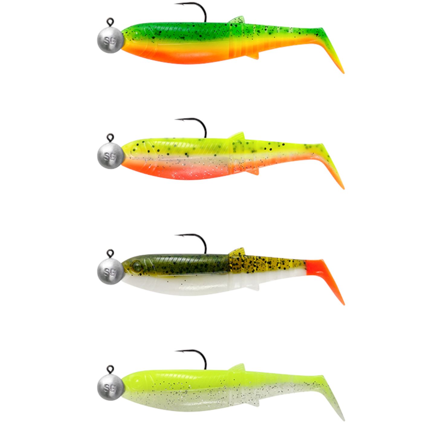 Bild von Savage Gear Kunstköder Cannibal Shad Mix 4 montierte Gummifische Gummiköder Softbaits, (Spar-Set), UV-aktiv