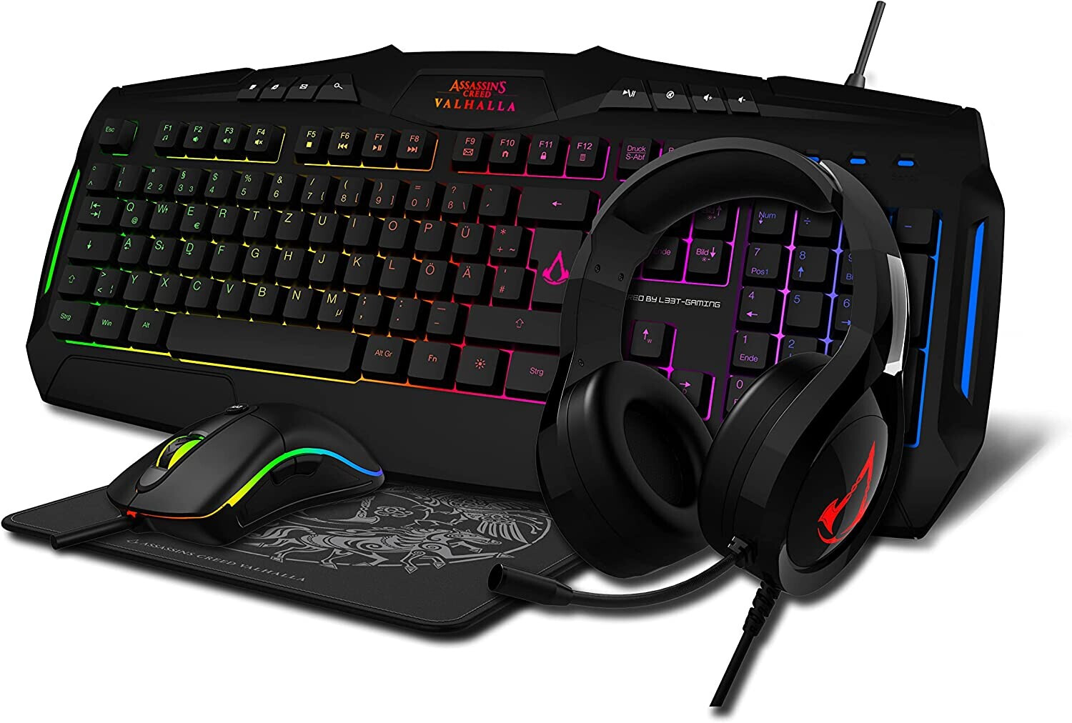 Bild von L33T Assassin's Creed 4-In-1 Battlepack (DE, Kabelgebunden), Tastatur, Schwarz