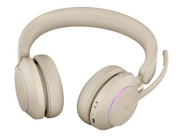 Bild von Jabra Evolve2 65 Wireless PC Headset – Noise Cancelling Microsoft Teams Certified Stereo Headphones With Long-Lasting Battery – USB-A Bluetooth Adapter – Beige