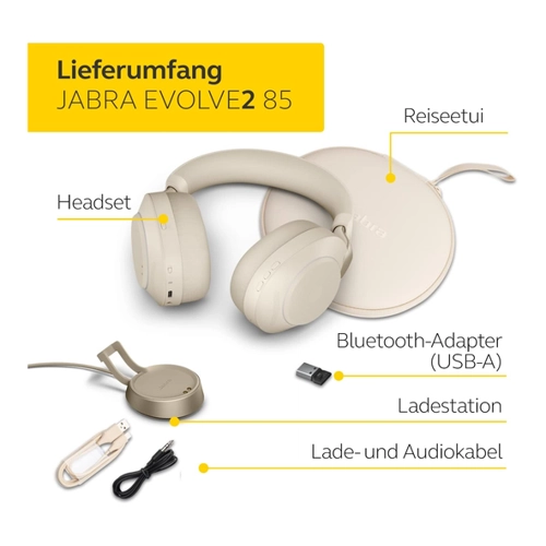 Bild von Jabra Evolve2 85 Link380c UC Stereo Beige – Das perfekte Headset für professionelle Ansprüche