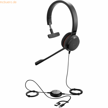 Bild von Jabra Evolve 30 II Mono Headset Schwarz - USB-C/A, UC-Version, Mikrofon mit Geräuschunterdrückung