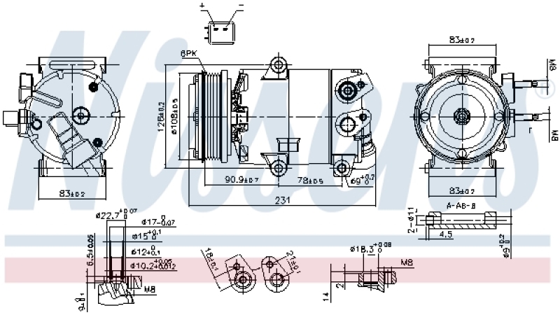 Bild von NISSENS 890588 Kompressor Klimakompressor, Klimaanlage Kompressor, Kompressor, Klimaanlage FORD: FOCUS 3 Turnier, C-Max 2, FOCUS 3