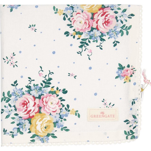 Bild von Greengate Stoffserviette Laura Stoffserviette mit Spitze white 40 x 40 cm
