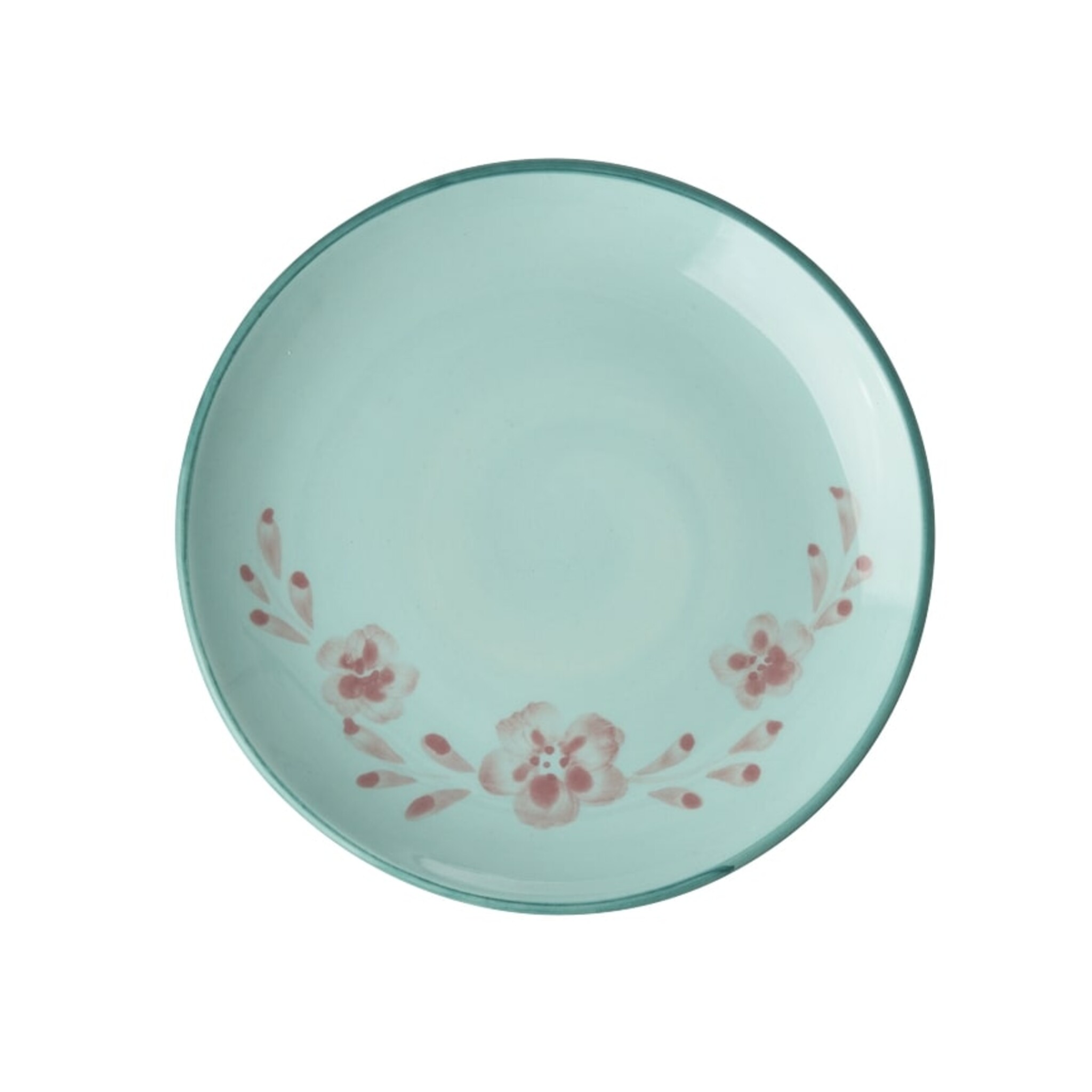 Bild von Keramik Kuchenteller Handgemalt Blume Mint,  Ø 15 cm