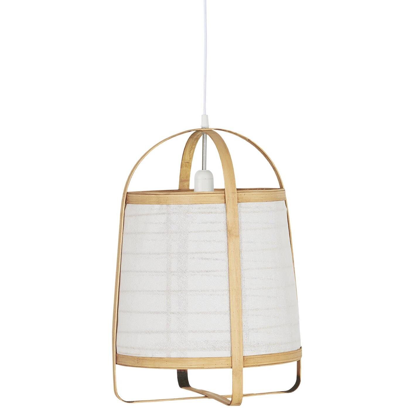 Bild von Hängelampe aus Bambus mit weissem Stoff, Ø 37 cm, Höhe 53 cm, natur