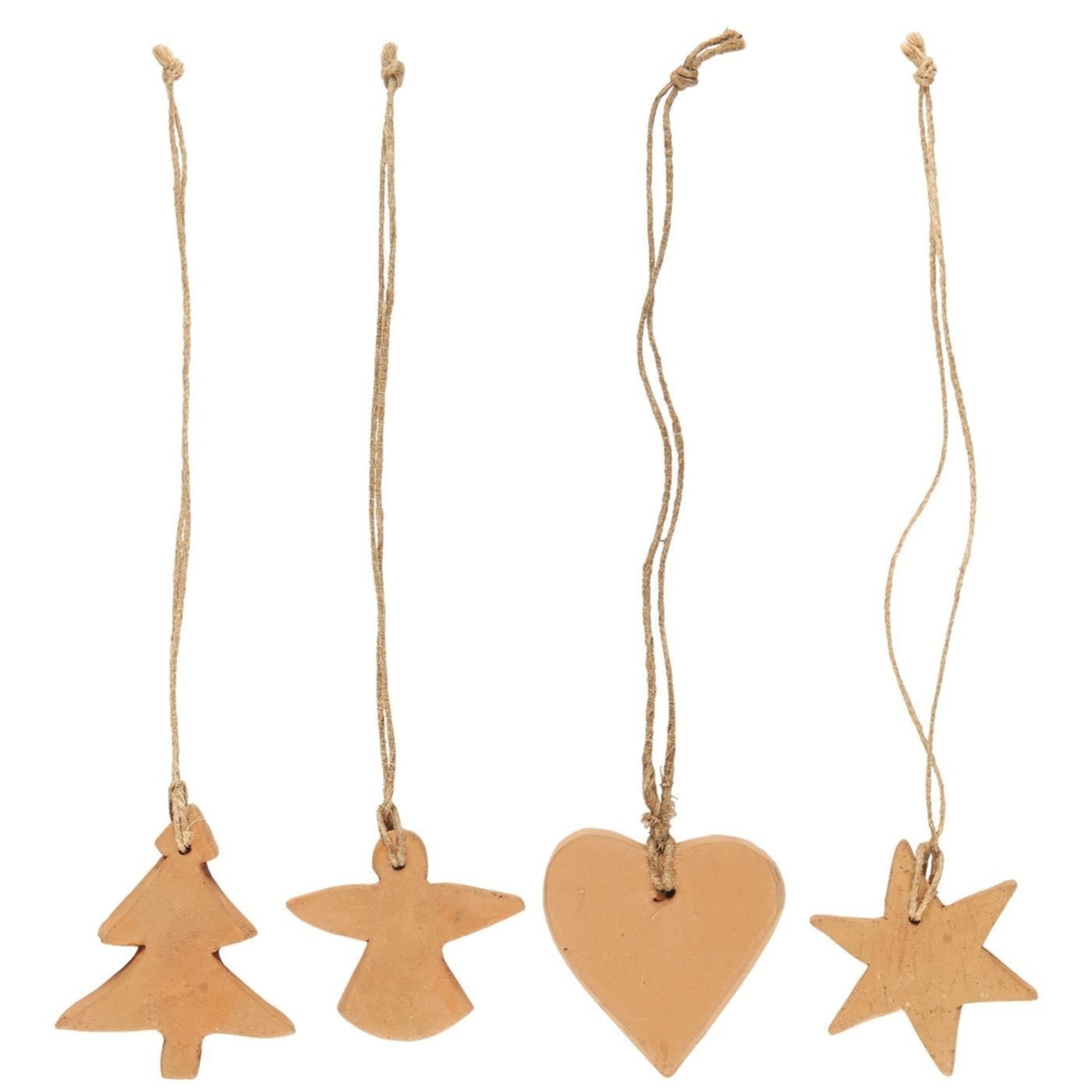 Bild von Weihnachtsschmuck Aufhänger im 4er-Set aus handgefertigtem Ton, 0.8 x 5.5 cm, 4er-Set