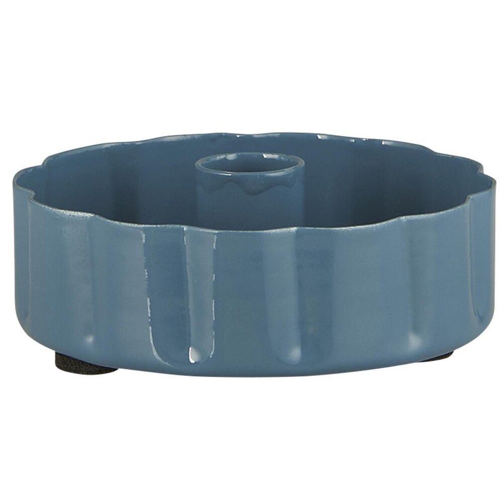 Bild von IB Laursen Kerzenhalter für dünne Kerze gewellte Kante, Höhe 2, Ø 6.7 cm, Cornflower