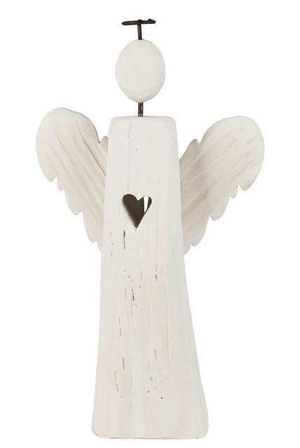 Bild von Ib Laursen Dekofigur Ib Laursen - Engel Engelfigur Holz H 24cm Lucia Weihnachtsdeko Weiß