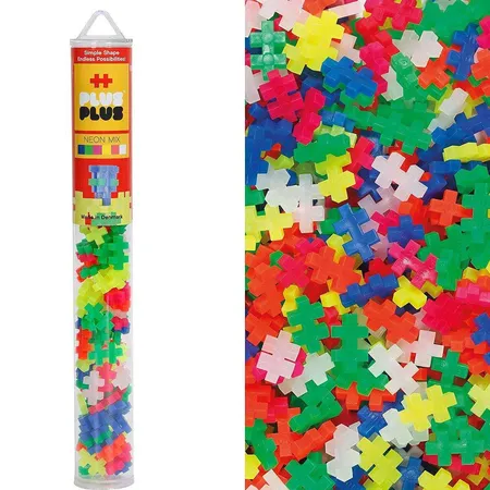 Bild von Plus-Plus® 9604024 - Basic Mix, Tube, 100 Bausteine, Konstruktionsspielzeug, neon