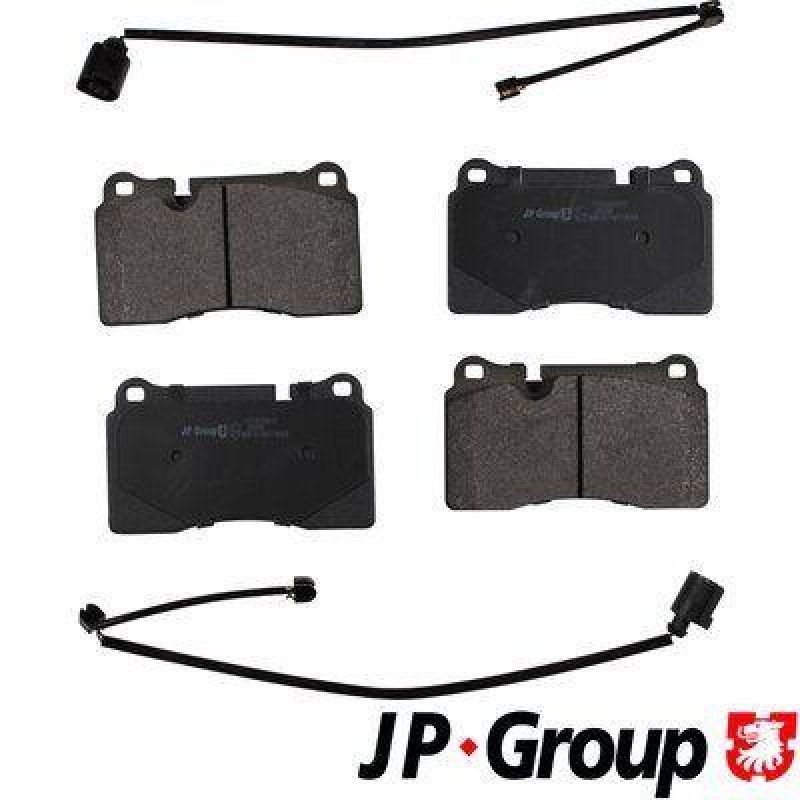 Bild von JP GROUP 1163606810 Bremsbelagsatz Bremsbeläge, Bremsklötze, Bremssteine Vorderachse für Verschleißwarnanzeiger vorbereitet SEAT: Leon III ST