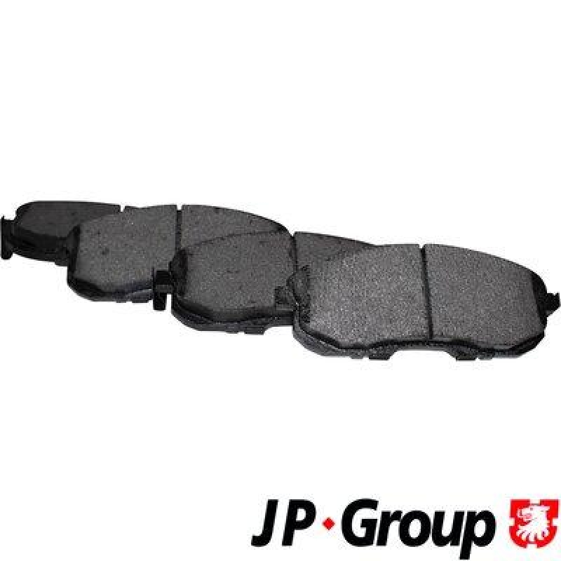 Bild von JP GROUP 4063601210 Bremsbelagsatz Bremsbeläge, Bremsklötze, Bremssteine Vorderachse mit akustischer Verschleißwarnung NISSAN: Juke, Tiida Hatchback