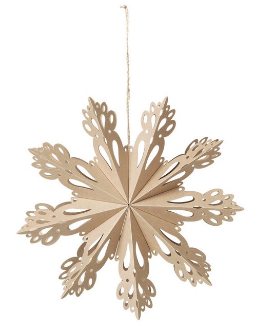 Bild von Broste Copenhagen Baumbehang SNOWFLAKE Papierhänger M natural brown 30 cm, Snowflake Weihnachtsstern M