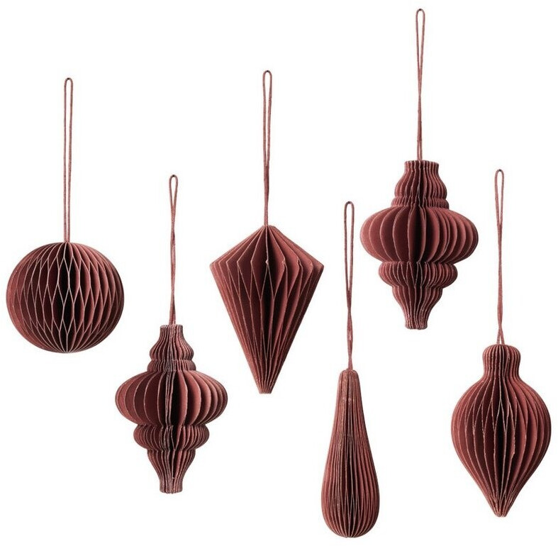 Bild von Broste Copenhagen Dekofigur CHRISTMAS MIX Papierhänger pompeian red Set6, Christmas Mix Christbaumschmuck