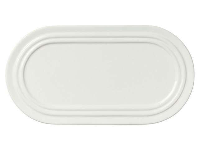 Bild von Broste Copenhagen Servierplatte Stevns Platte chalk white 27,5 x 14,5cm, Glänzend glasiertes Steingut, (Platten), Stevns Platte oval