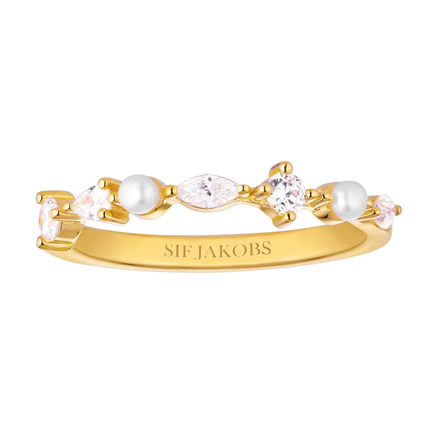 Bild von Sif Jakobs Jewellery SJ-R12260-PCZ-YG Damen-Ring Adria Piccolo Goldfarben mit Perlen