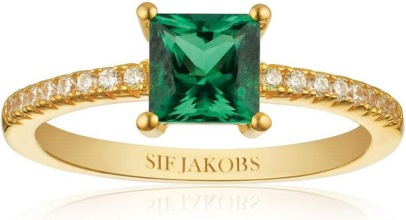 Bild von Sif Jakobs Ring 925 Silber Ellera Quadrato  18k Gelbgold plattiert  mit weißen Zirkonia, 56 / 17,8
