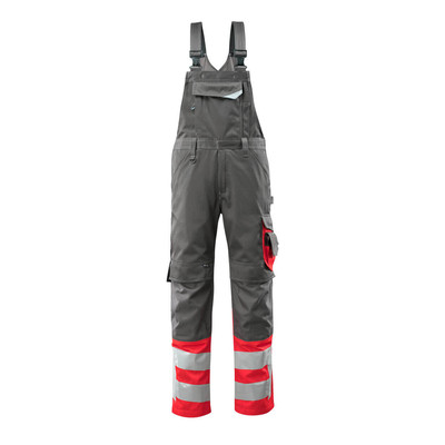 Bild von Sunderland Latzhose mit Knietaschen - SAFE SUPREME - Dunkelanthrazit/hi-vis Rot, Gr. 76C46