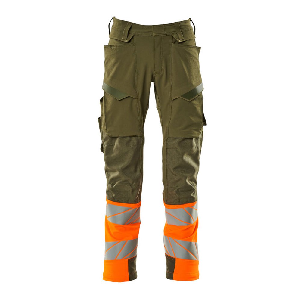 Bild von Hose mit Knietaschen ACCELERATE SAFE, Moosgrün/hi-vis Orange, Größe 82C45